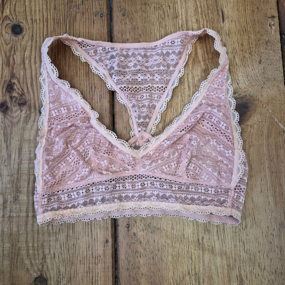 Victoria's Secret Pink Lace Racerback Bralette Wireless Unlined Size Small